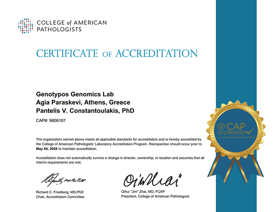 CAP Certificate of Accreditation
